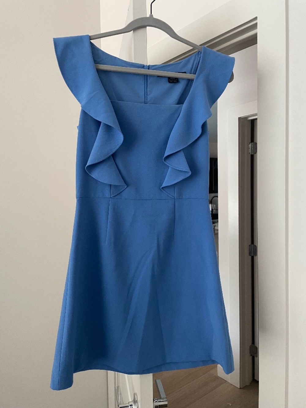 French Connection Blue Ruffle Cocktail Dress - Picture 1 of 3